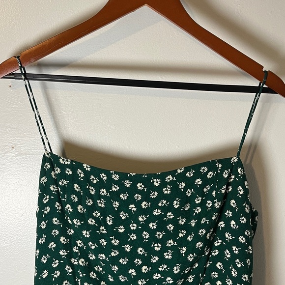 Reformation Green Floral Sarah Chive Spaghetti Strap Mini Sundress Sz 10 - Picture 3 of 11